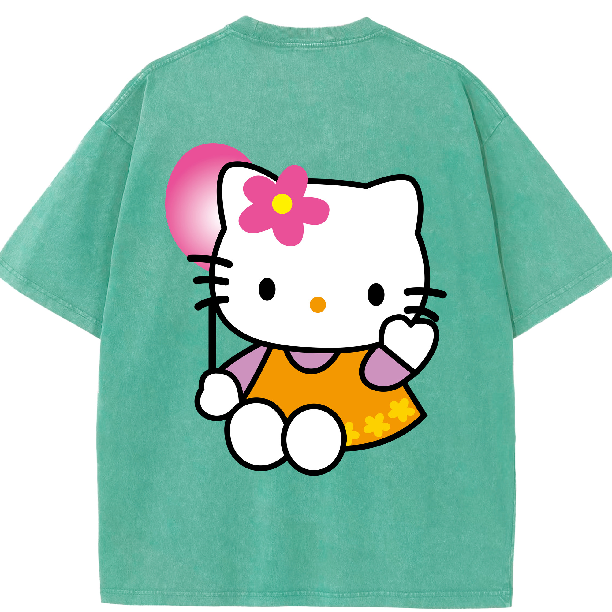 （画像用） Hello Kitty ハローキティ 綿100% ヴィンテージ風 半袖Tシャツ（背面プリント）